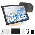 Android 14 Tablet with Rechargeable Stereo Speaker Audio Base, 10 Inch Tablet with HD IPS Touch Screen, Otca-Core, 14GB RAM 64GB ROM 1T Expand, Wi-Fi 6, BT 5.3, Dual Camera, Google Tablet