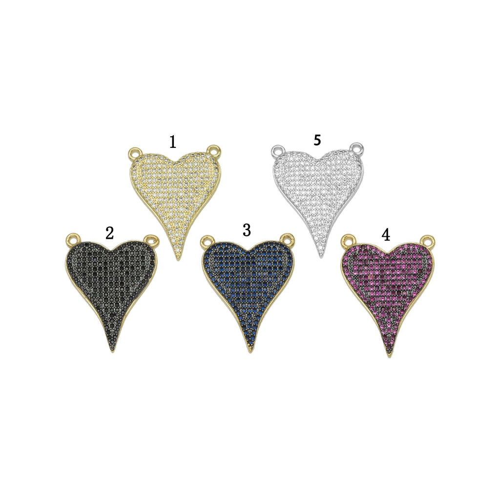 Black, Fuchsia Black CZ Heart Charm for Necklace Making, Sku#LK674
