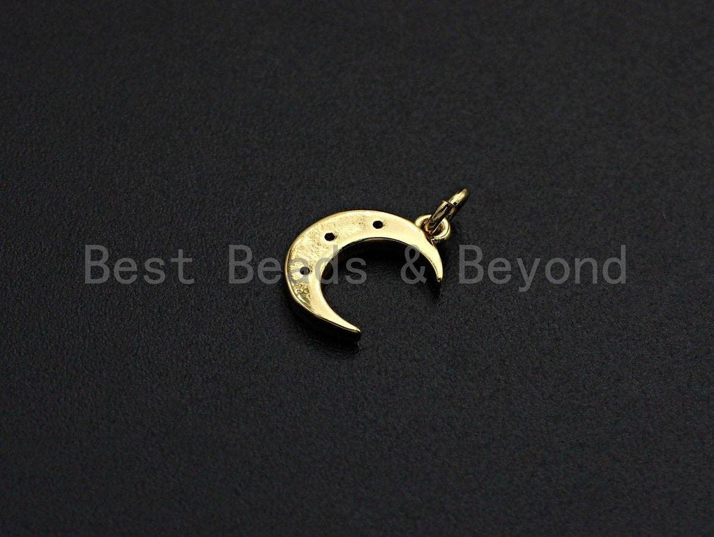 North Star Shape Clear CZ Micro Pave Cresent Moon Pendant Charm, Cubic Zirconia Charm, 10x14mm,sku#Z861