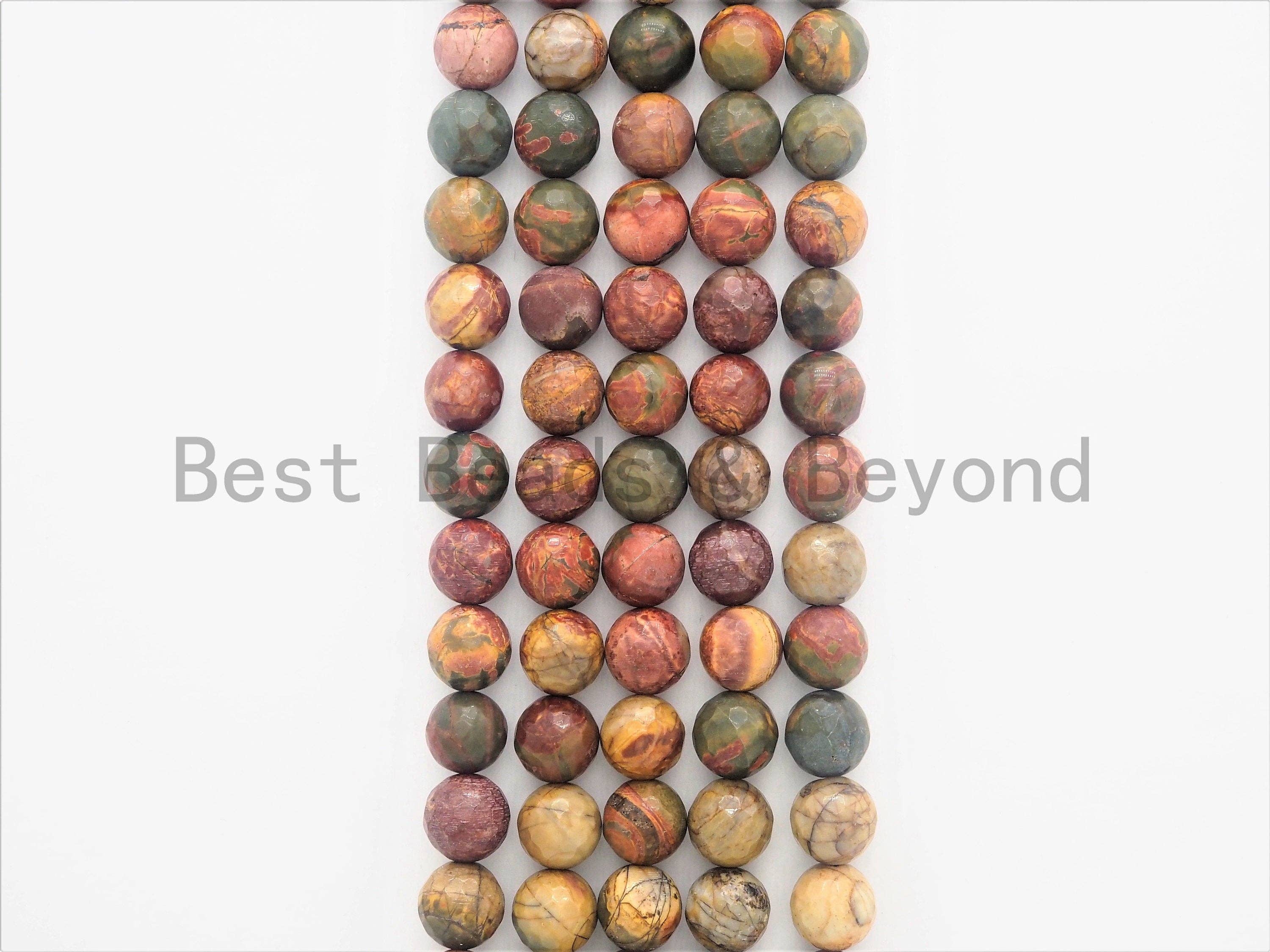 Natural Faceted Round Red Picasso Jasper beads, 6/8/10/12mm Natural Gemstone beads, Natural Red Jasper Beads, 15.5inch strand, SKU#U387