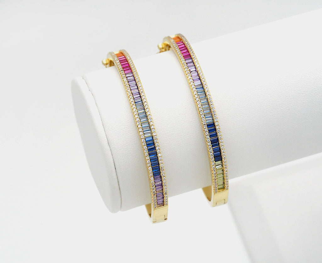 Rainbow Baguette CZ Bracelate,Sku#X351