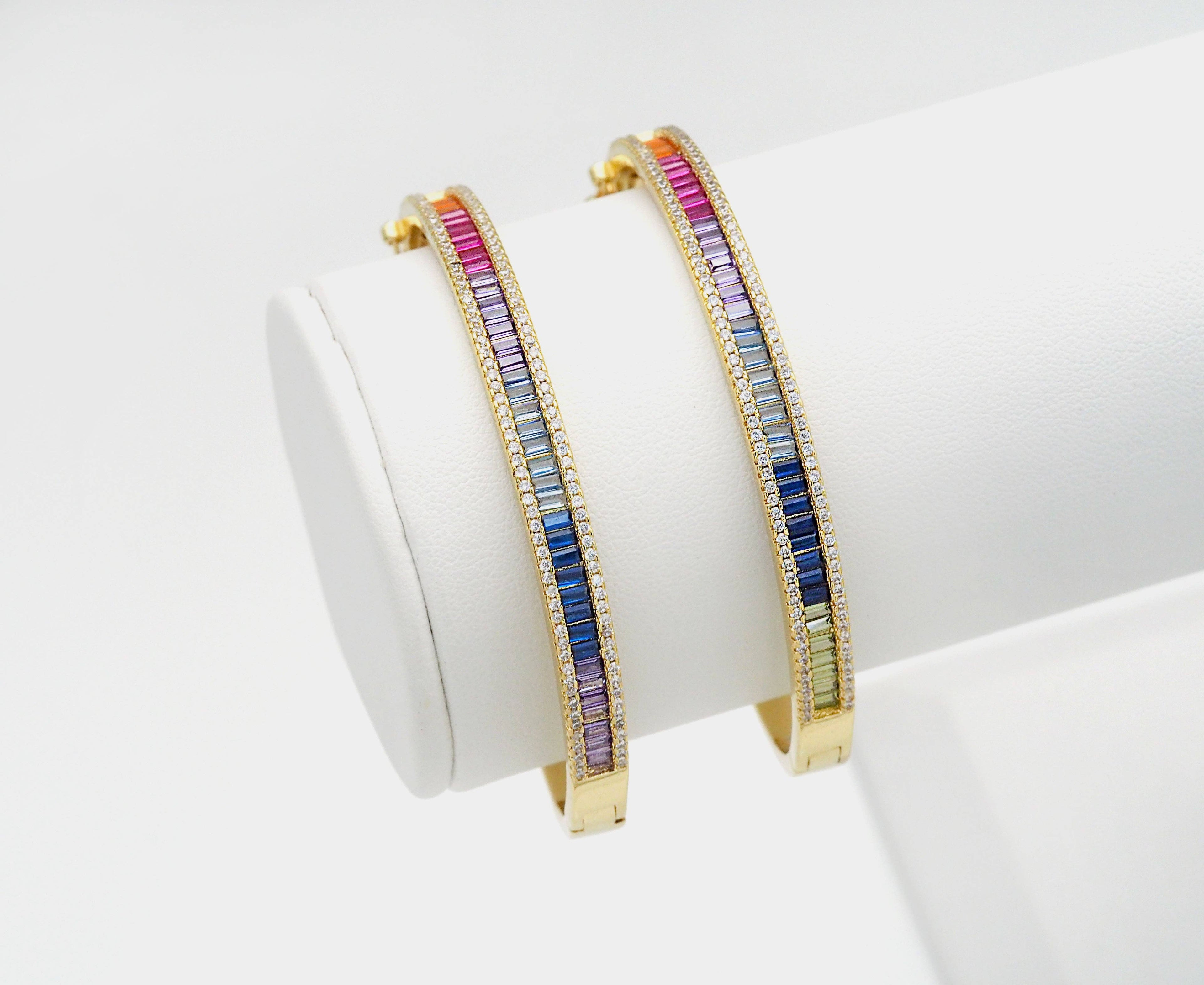 Rainbow Baguette CZ Bracelate,Sku#X351