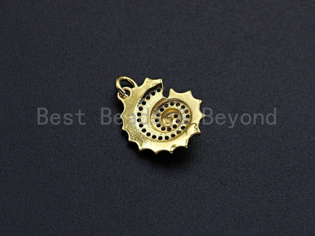 Colorful CZ Micro Pave Sea Snail  Shape Pendant Charm, Cubic Zirconia Charm, 13x16mm,sku#Z864