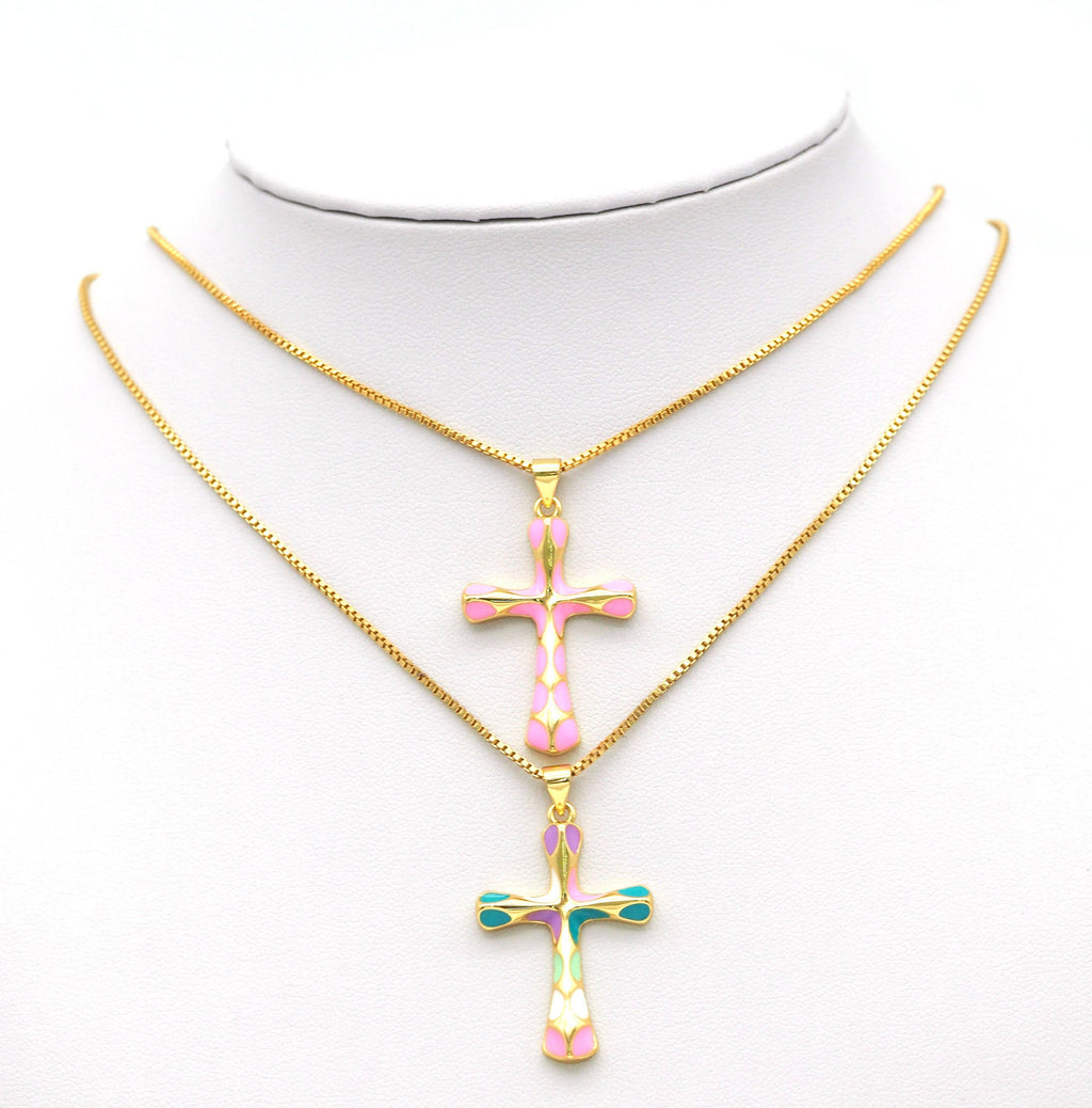 Enamel Cross Pendant, Sku#JL100
