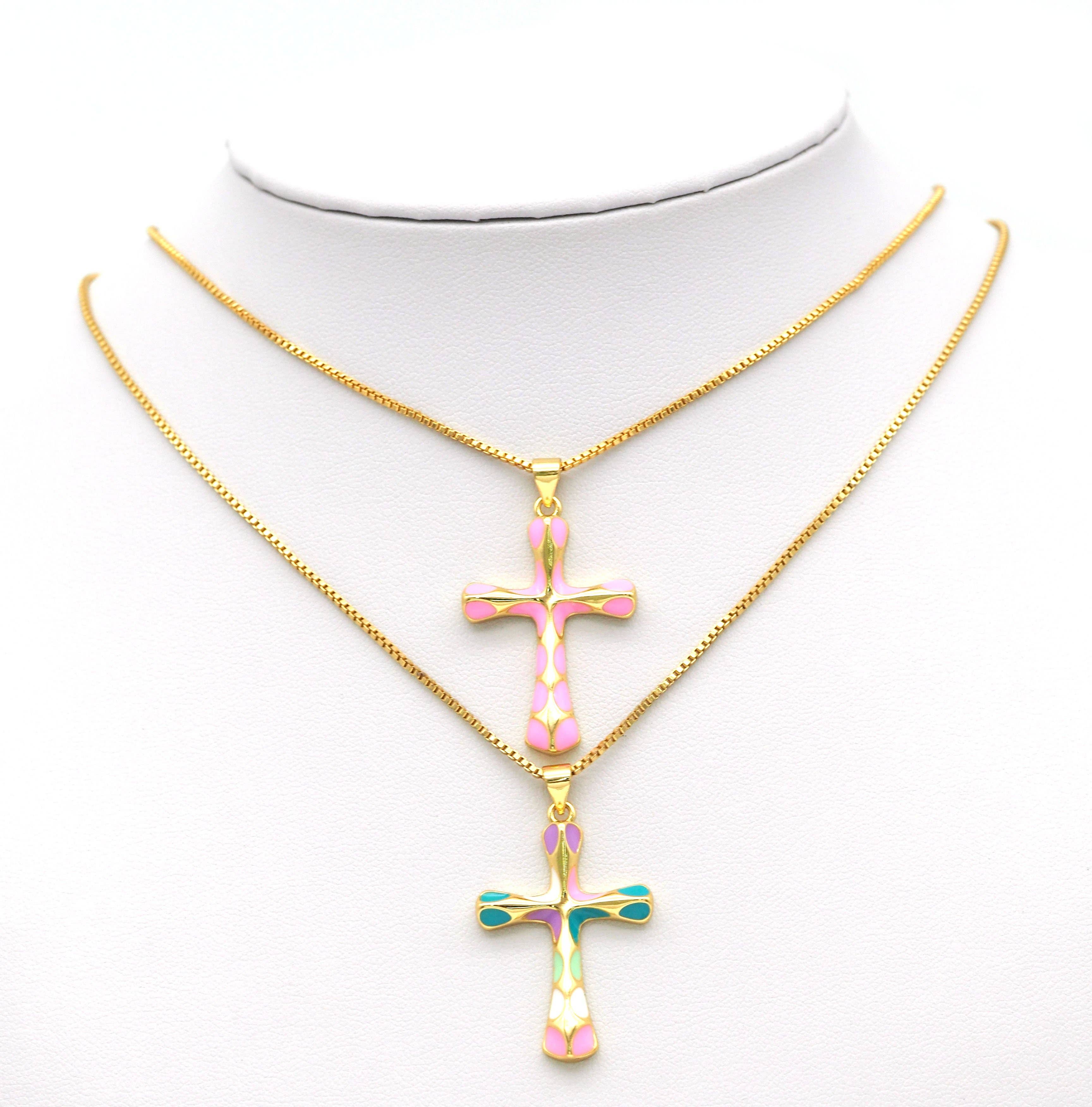 Enamel Cross Pendant, Sku#JL100