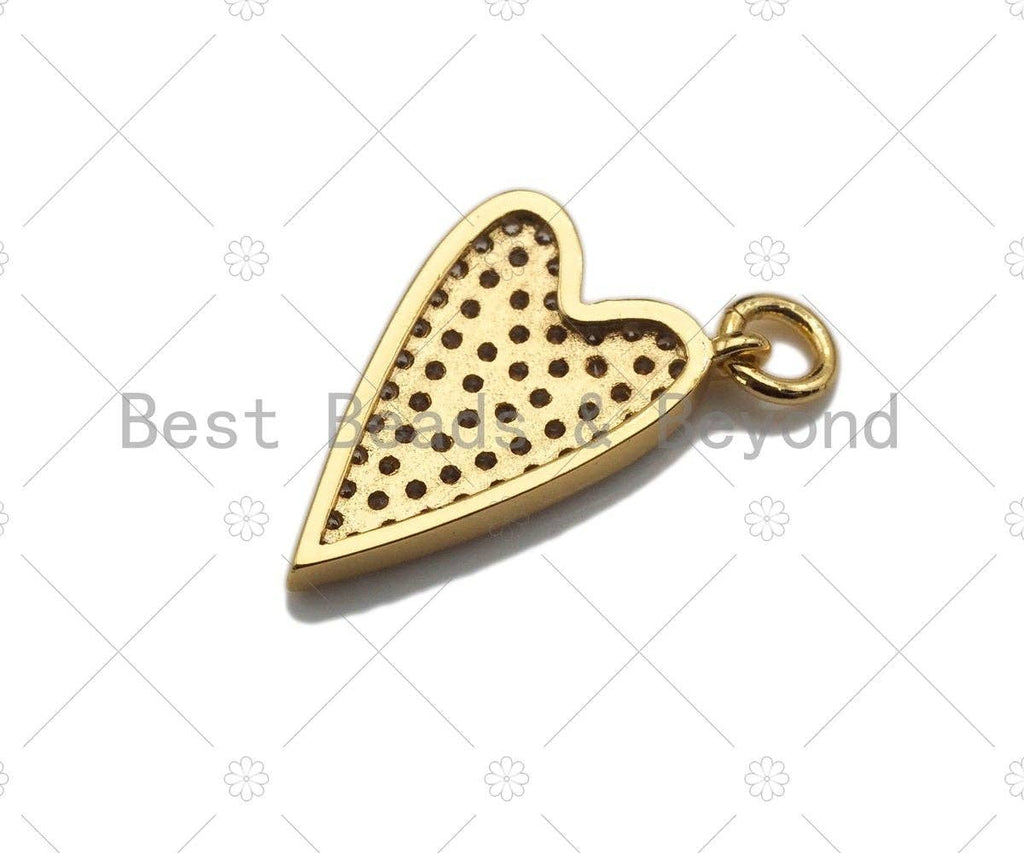 CZ Micro Pave Heart Shape Pendant,Cubic Zirconia Heart Charm, Gold/silver/black/rose gold Dangle Heart Charm, 9x16mm,sku#ML24
