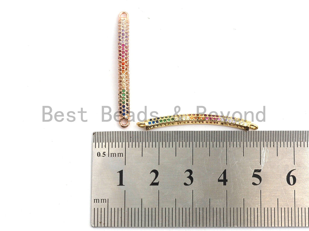 Rainbow CZ Micro Pave Bar Connector for Bracelet/Necklace, Link Connector, Spacer Connector, 3x36mm,sku#E432C