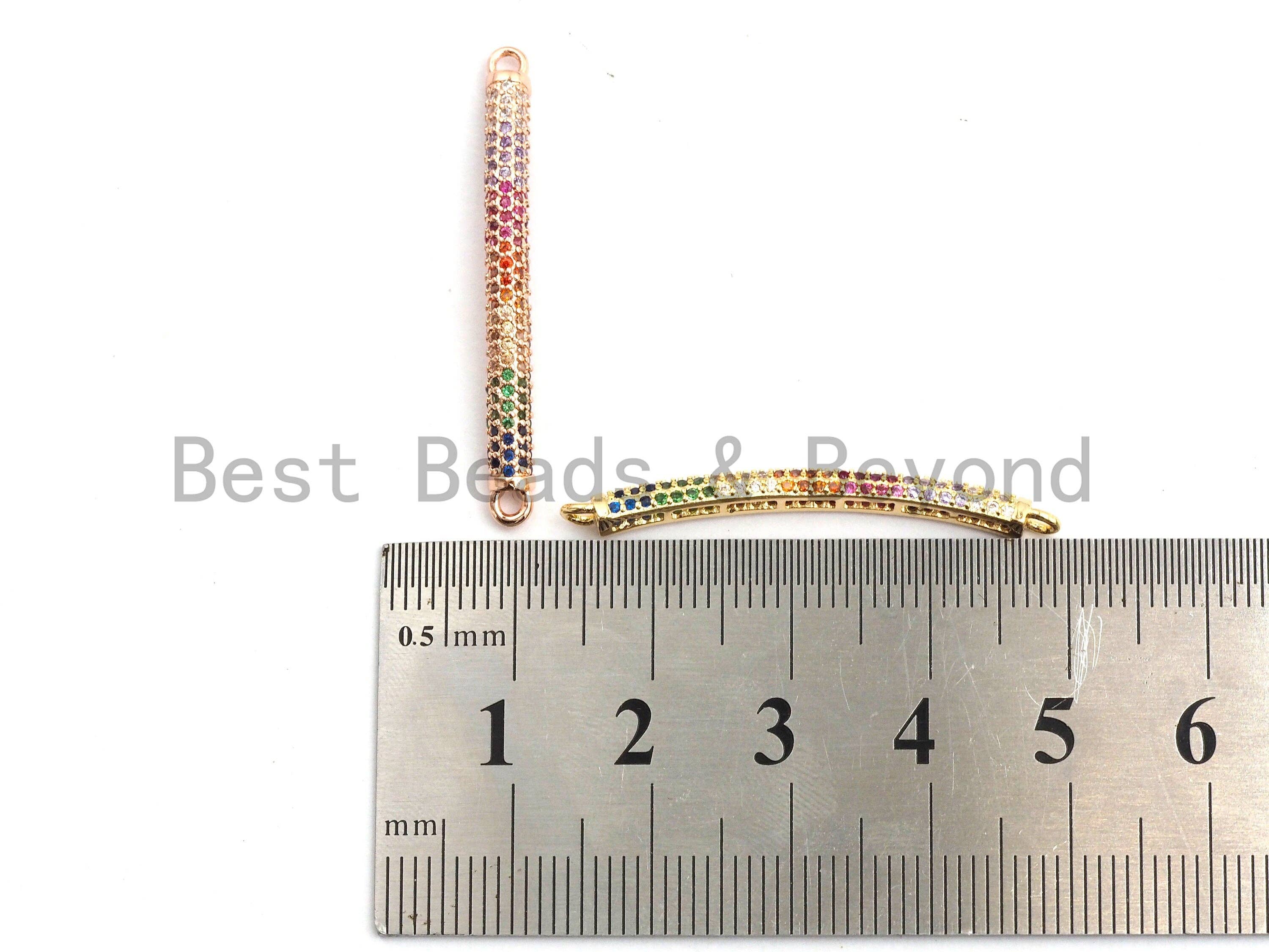 Rainbow CZ Micro Pave Bar Connector for Bracelet/Necklace, Link Connector, Spacer Connector, 3x36mm,sku#E432C