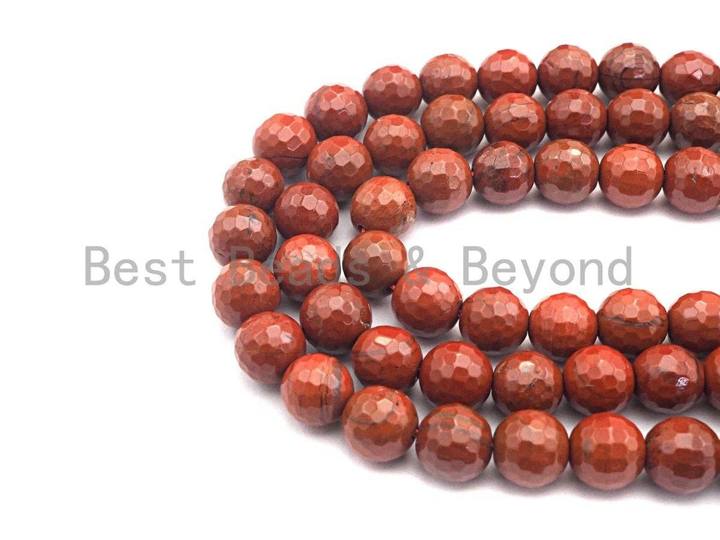 Quality Natural Red Jasper, 6mm/8mm/10mm/12mm Round Faceted Jasper beads, 15.5" full strand, sku#U524