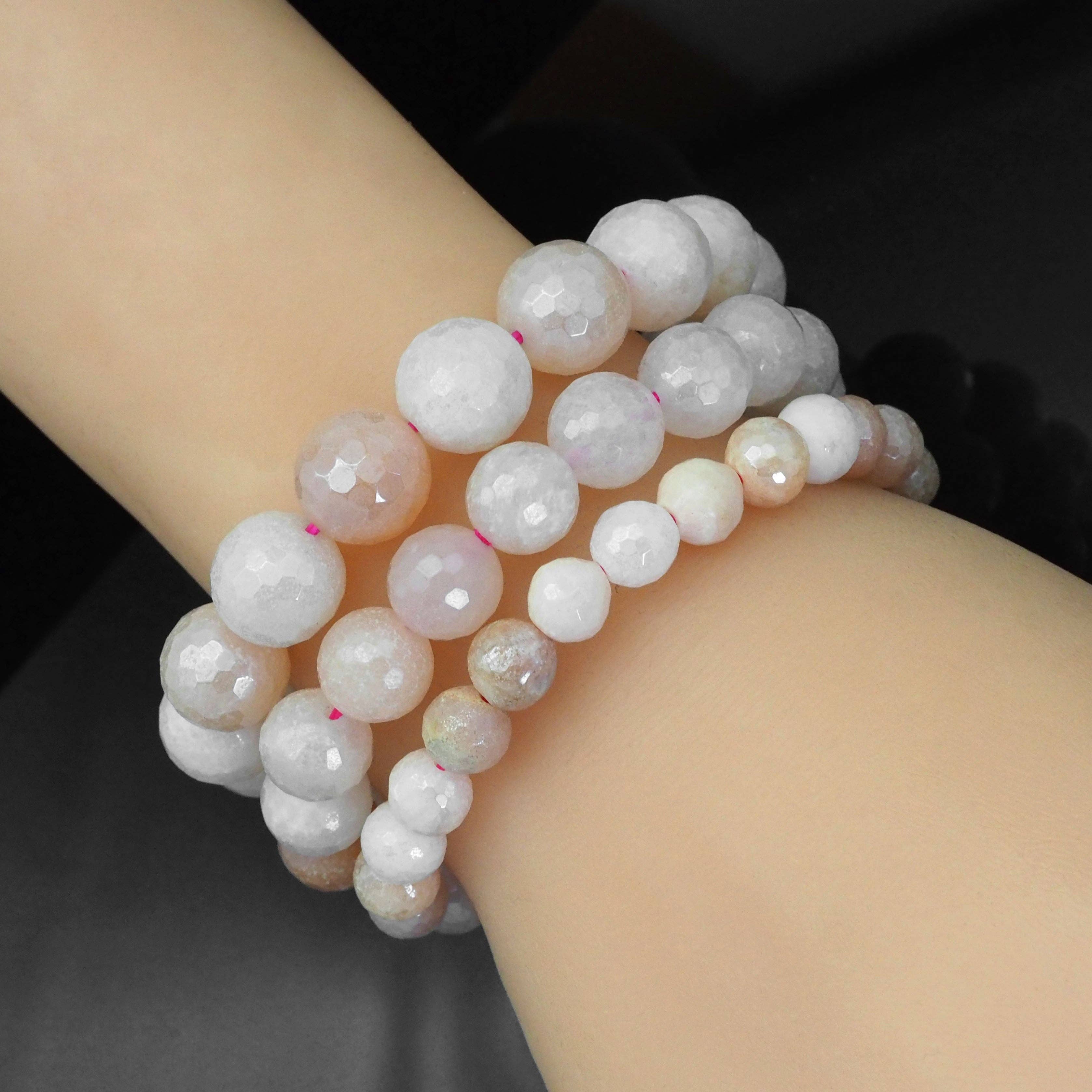 Mystic Pink Aventurine Faceted Stretchy Bracelet, Sku#EF417