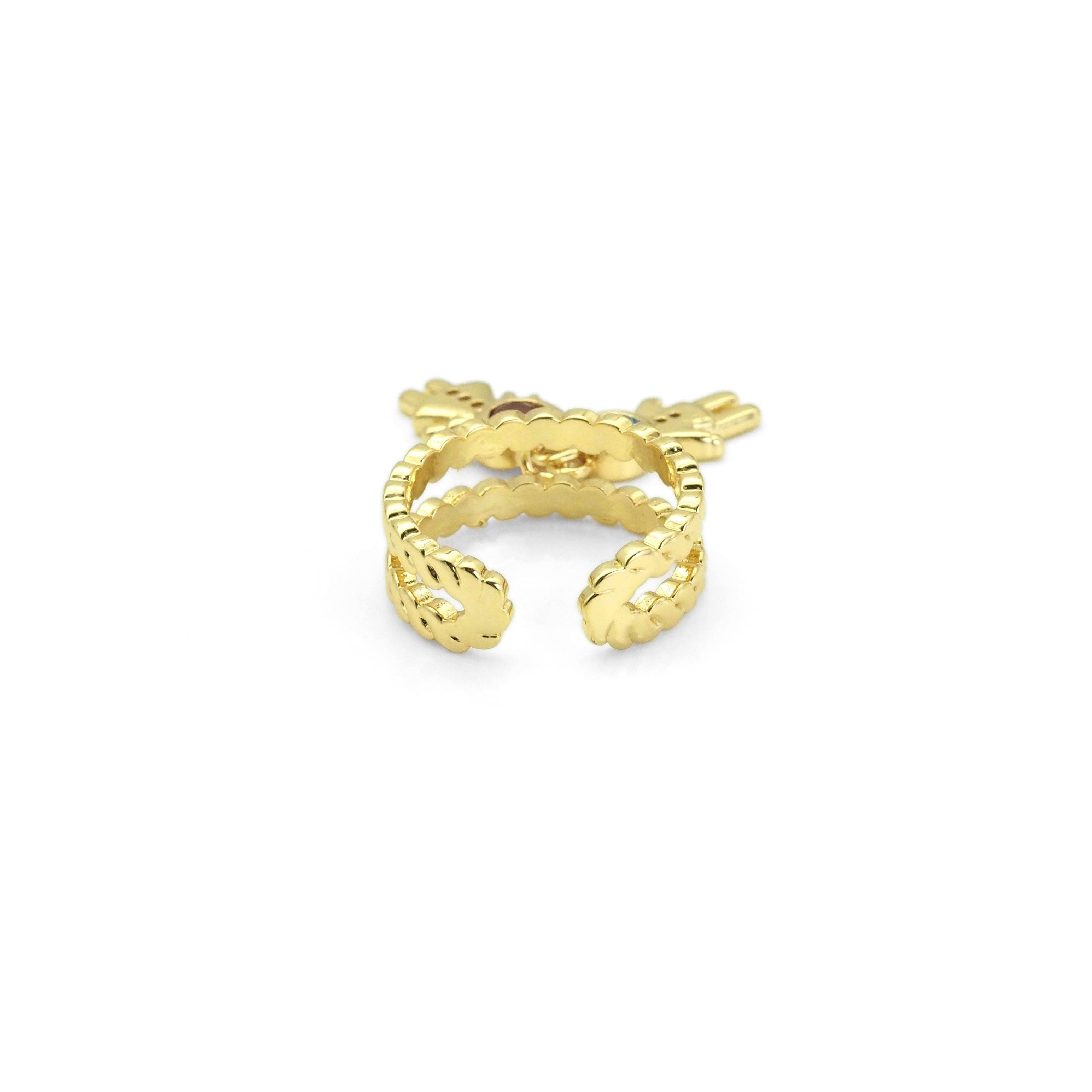 Gold Colorful CZ Boy And Girl Adjustable Ring, Sku#LD419