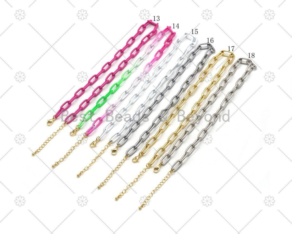 Enamel Thick Oval Link Necklace, 16", Sku#EF89