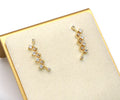 Gold CZ Ear Climber Earrings, Wave Earrings, Sku#B226