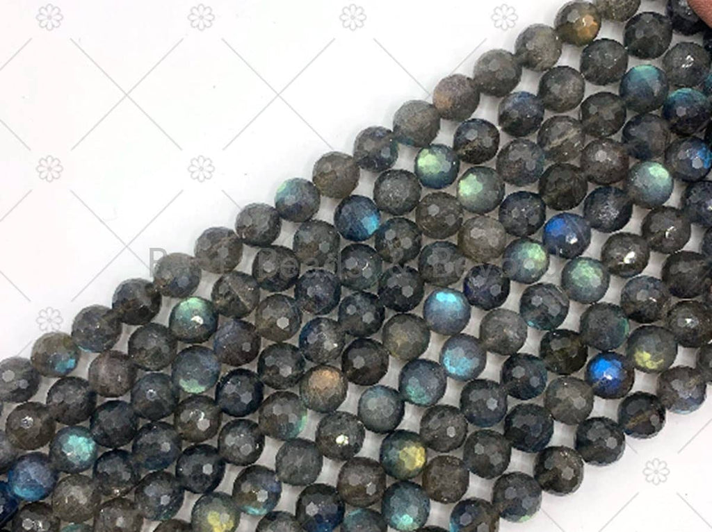 Top Quality Genuine Labradorite Round Faceted Beads, 8mm/10mm Natural Labradorite Beads, 15.5'' Full Strand, Sku#U1248