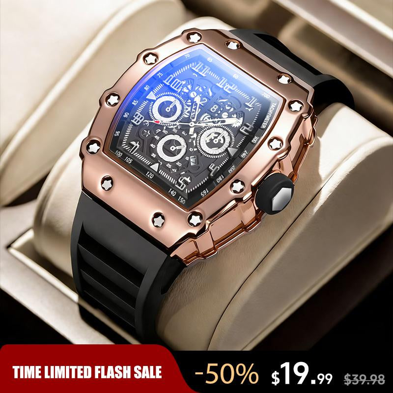 Men'S Colorful Punk Style Quartz Watch, Multi.Functional Waterproof Dual Display Wristwatch, Trendyfashion Sport Watch, Birthday Gift with Gift Boxfashionable Wristwatch Multifunctional Men Luminous Hand