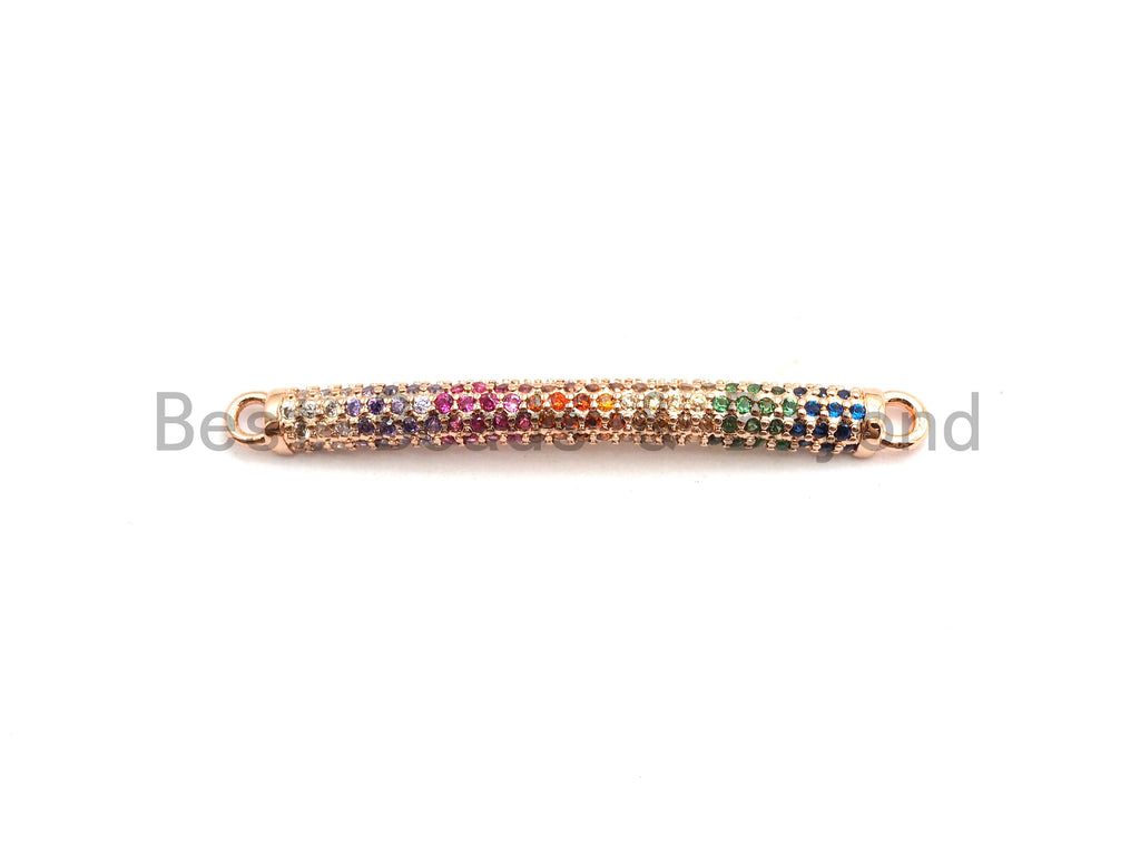 Rainbow CZ Micro Pave Bar Connector for Bracelet/Necklace, Link Connector, Spacer Connector, 3x36mm,sku#E432C