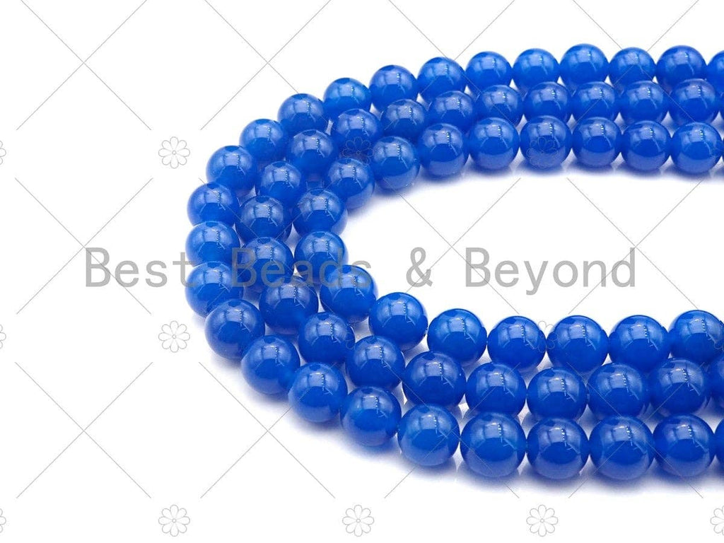 Gorgeous Natural Blue Agate Smooth Beads, 6mm/8mm/10mm/12mm Round Smooth, Blue Agate Beads, 15.5" Full Strand, sku#UA155