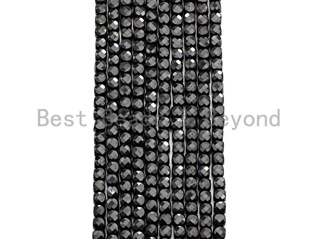 High Quality Black Spinel Cube Beads, 4mm Black Spinel Facted Cube Beads, 16" Full strand, sku#U780