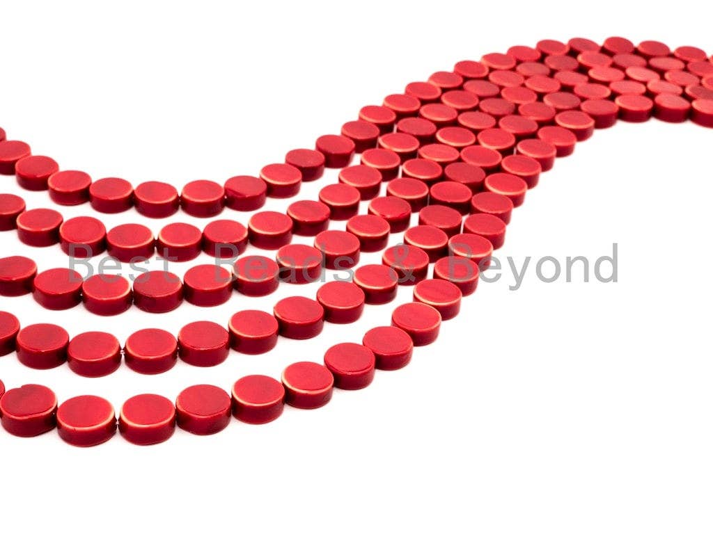 Red Natural Mother of Pearl beads,12x5mm Pearl Coin beads, Loose Coin Smooth Pearl Shell Beads, 16inch strand, SKU#T93