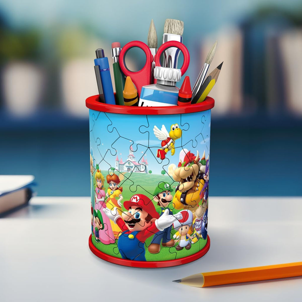 Ravensburger - Super Mario Pencil Cup - 3D Jigsaw Puzzle - Buildable Desk Organizer Featuring Iconic Mario Graphics - 54 Sturdy Plastic Pieces - Premium Quality - Fun for Kids & Adults