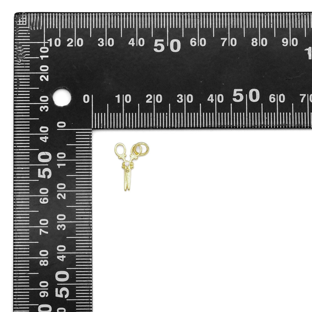 CZ Gold Scissor Charm, Sku#Y871