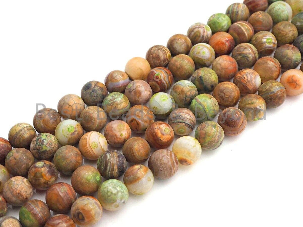 NEW COLOR!!! Natural Banded Agate Beads, 8mm/10mm Round Green Brown Agate, 15.5" Full Strand, sku#U853