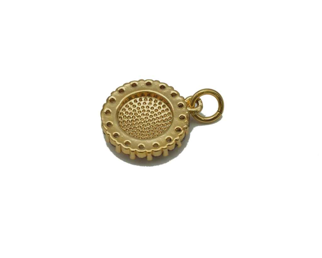 CZ Enamel Round Smiley Face Charm, Sku#F1477C