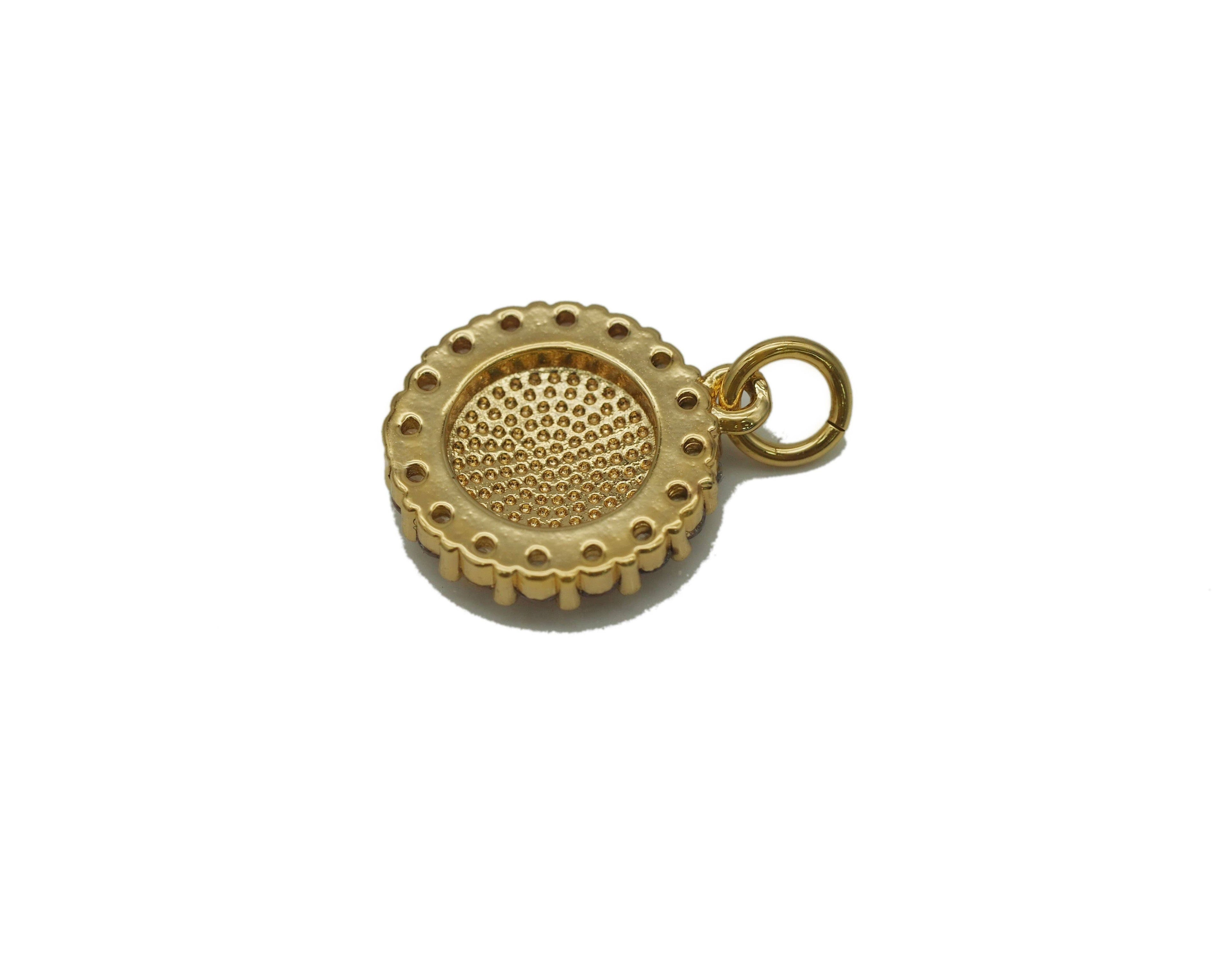 CZ Enamel Round Smiley Face Charm, Sku#F1477C