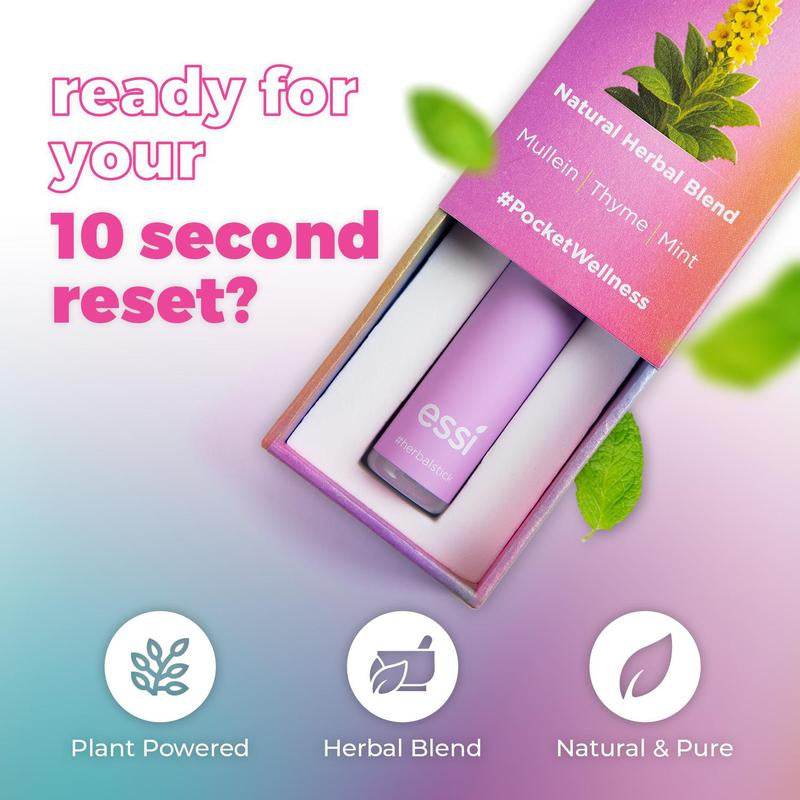 Essi Fresh Flow Premium Portable Aroma Herbal Device Mullein Thyme Mint Blend Natural Plant-Based Calming Home Fragrance on the Go