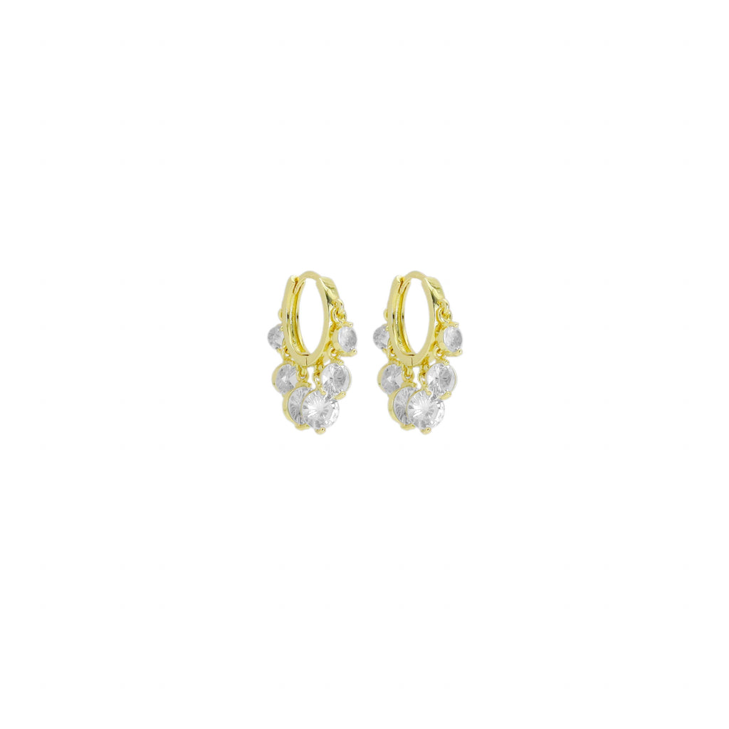 Gold Crystal Dangle Hoop Earrings, Sku#Y922