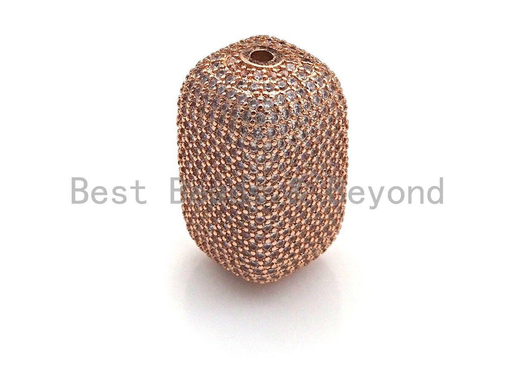 Large CZ Micro Pave Barrel Rectangle Spacer Beads, sku#X145