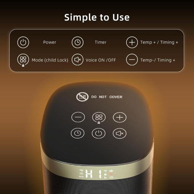 R.W.FLAME 1500W Space Heater, Fast Heating & Energy Saving Portable Electric Heater with Remote, 5 Modes Adjustable Thermostat 24H Timer, Safe Quiet for Bedroom Office Home Use