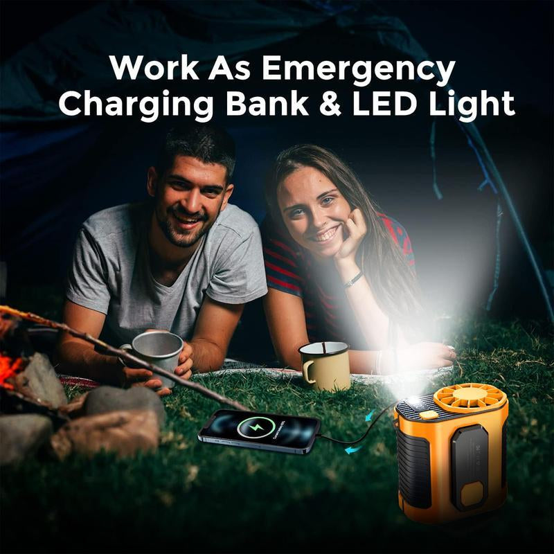 Personal Waist Portable Rechargeable Fan, 8H Runtime, 5000Mah Battery Power Bank，3 Speeds 5300RPM Airflow, LED Light, Wearable Belt Fan for Outdoor, Jobsite, Farms, Traveling, Fishing
