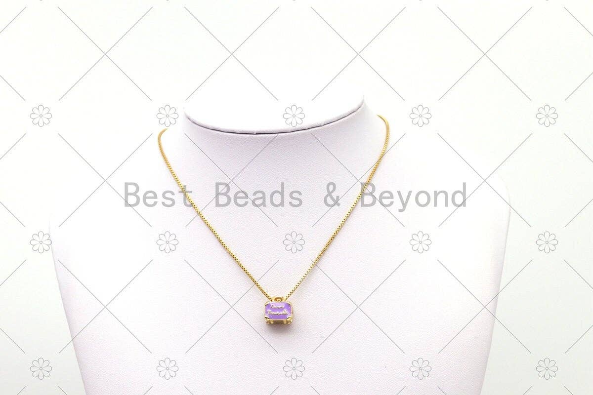 Enamel Colorful Cute Lady Bag Shape with Gold Love Forever Word Pendant, 18K Gold Filled Large Hole Charm,Sku#LD164