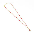 Red Beaded Chain with Red Bean Pendant Necklace, Sku#A368