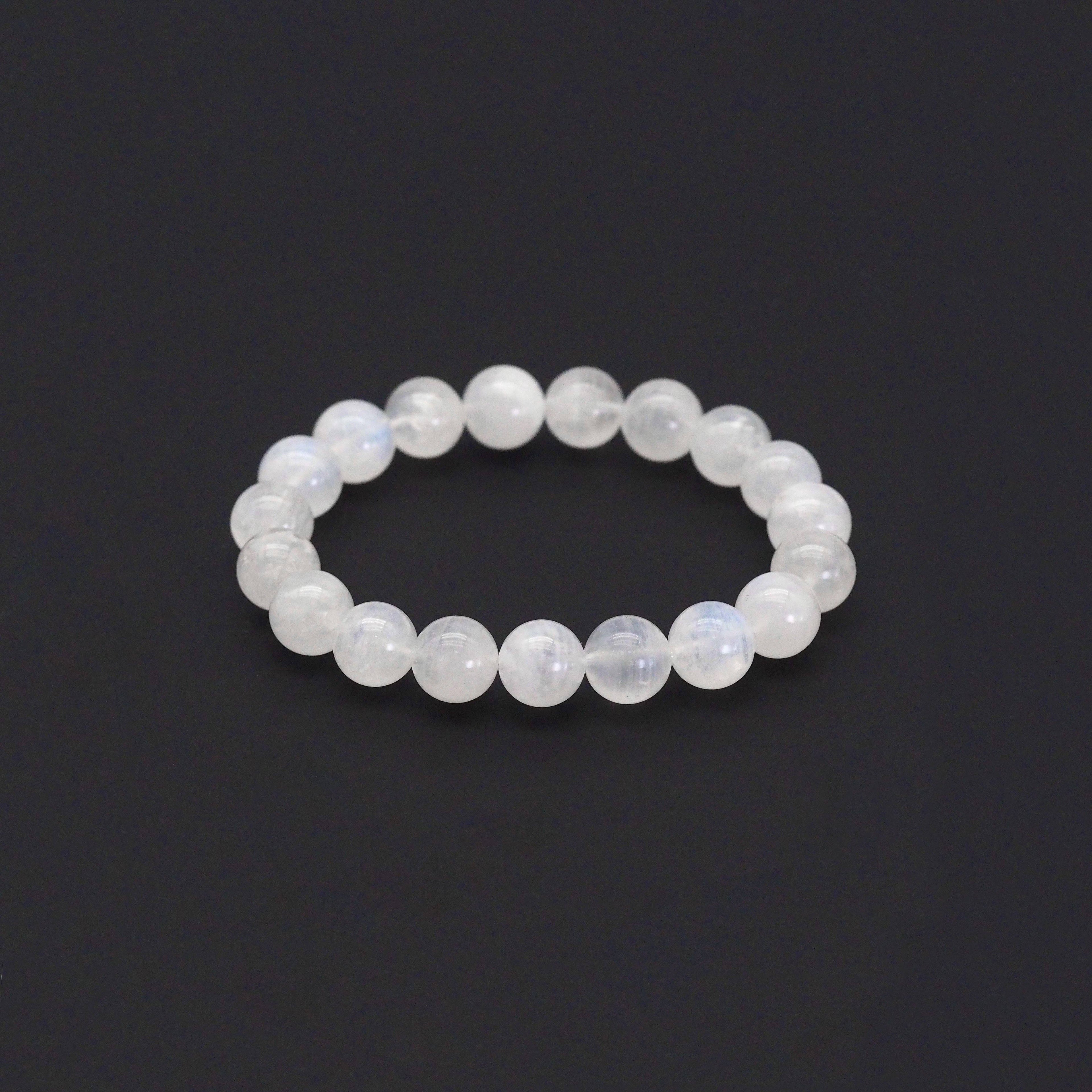 Genuine Blue Moonstone Round Stretchy Bracelet, Sku#U1762