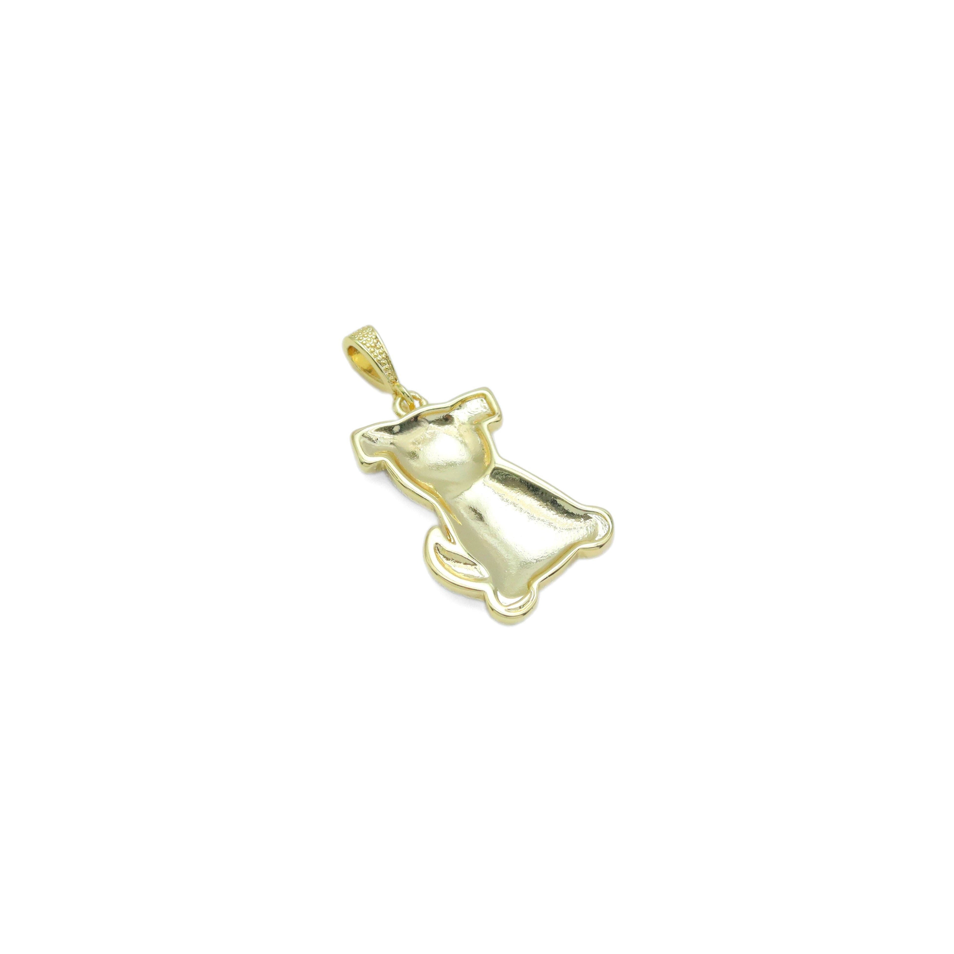 Black White Mother of Pearl Dog Charm Pendant, Sku#WL17