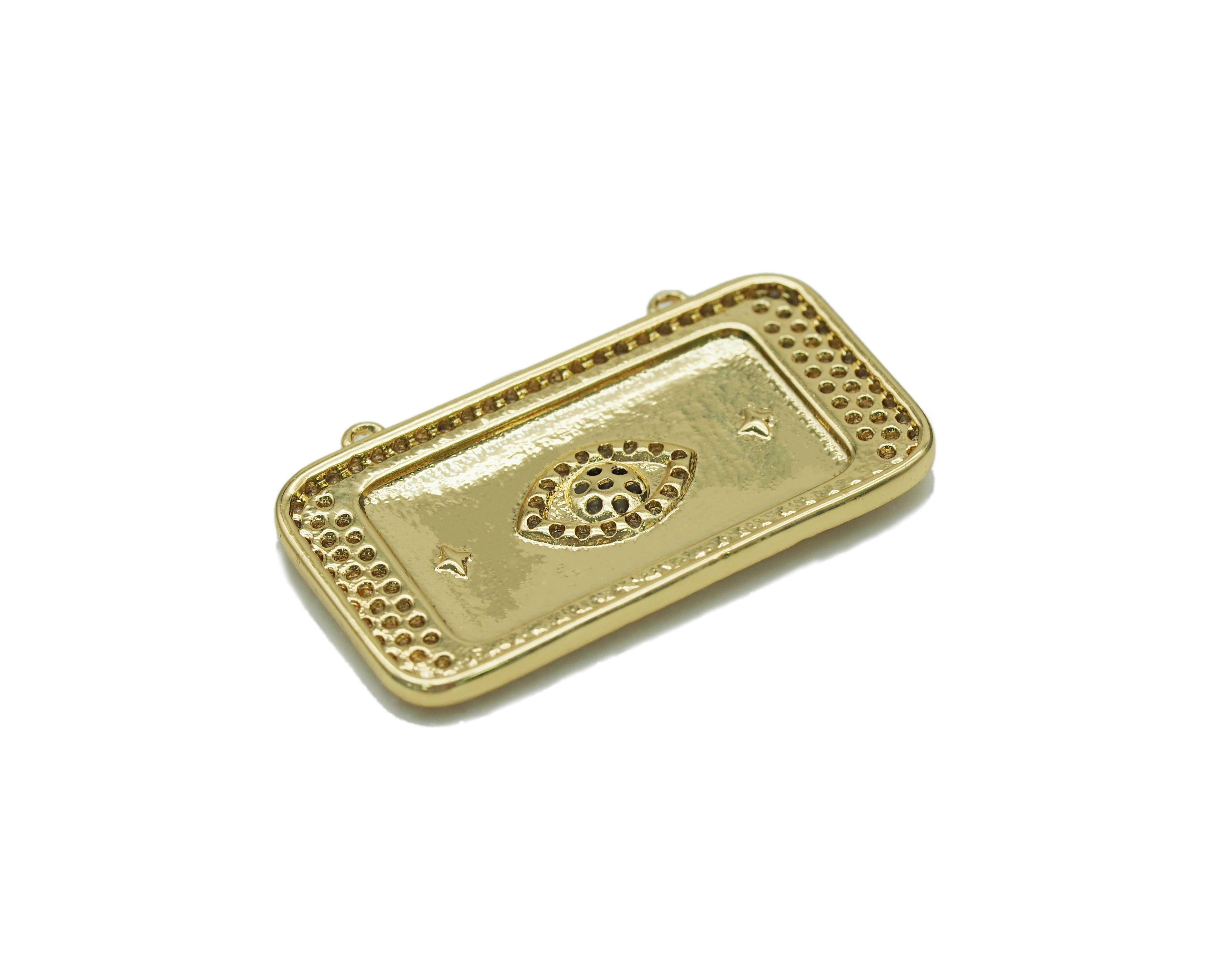 CZ Evil Eye Rectangle Connector Charm, Sku#L654