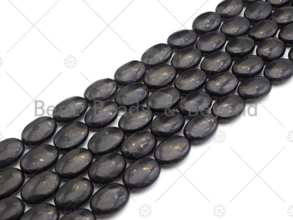 Top Quality Oval Shape Shungite, Smooth Shungite, Healing Energy, Genuine Shungite Beads 10x14mm/13x18mm, 15.5" Full Strand, Sku#U988