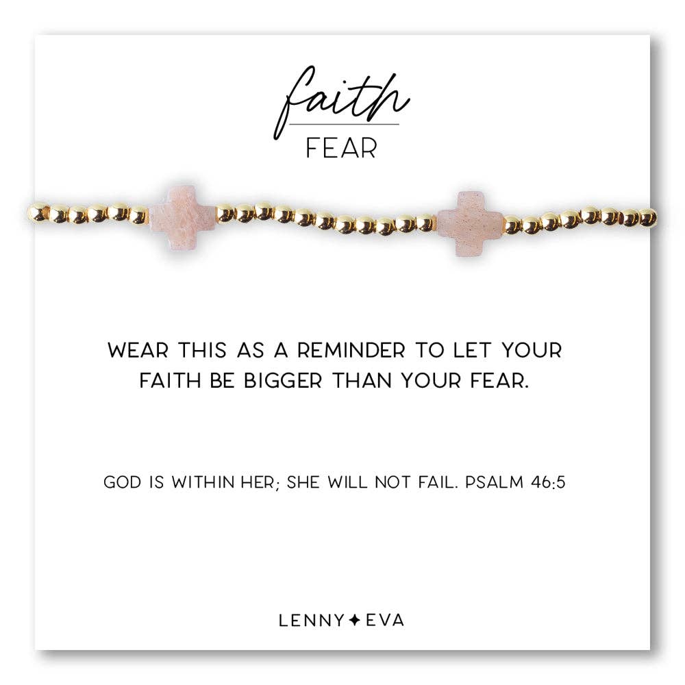 Faith Over Fear Gemstone Cross Bracelet-Sunstone Cross