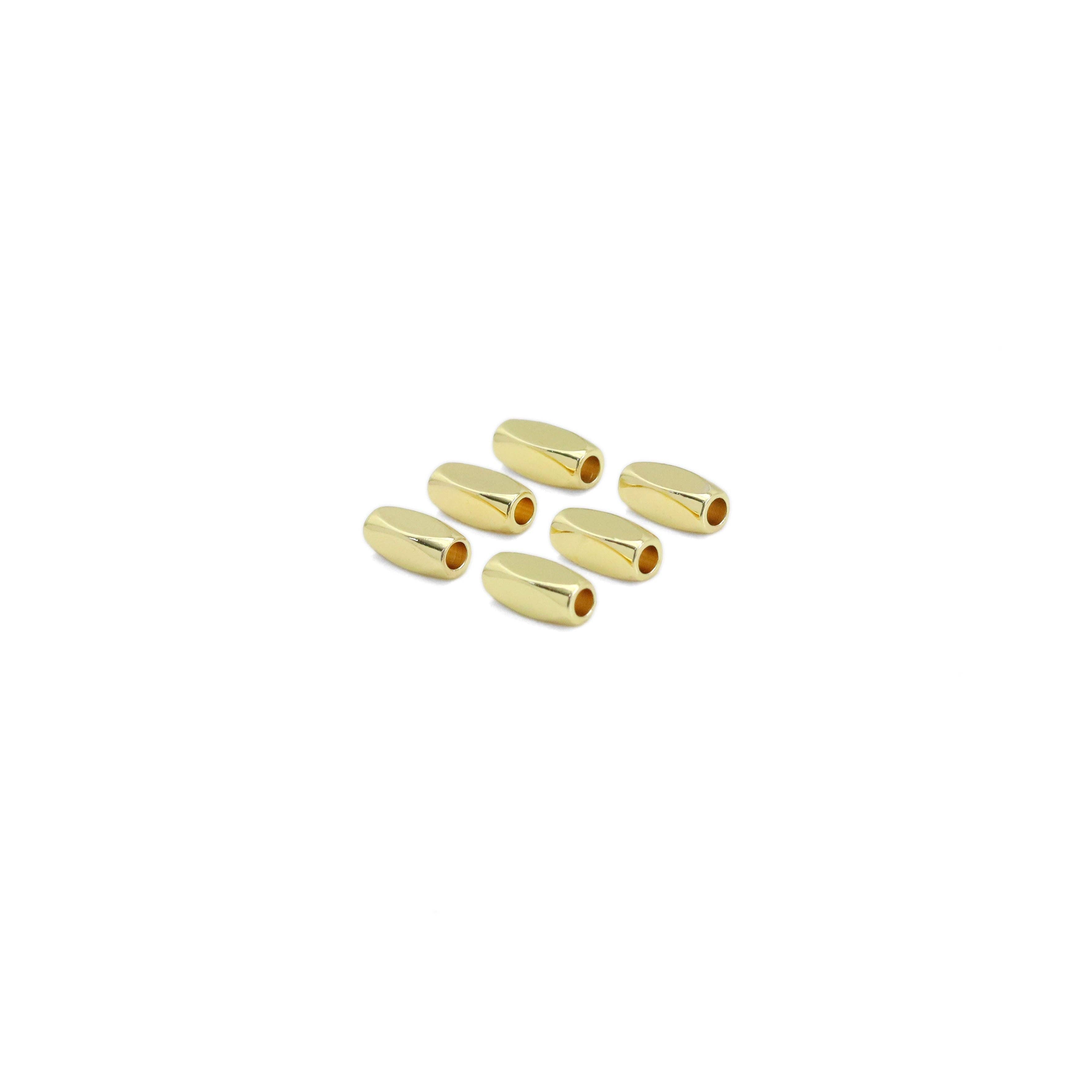 CZ Rice Tube Shape Gold Spacer beads, Sku#JL188