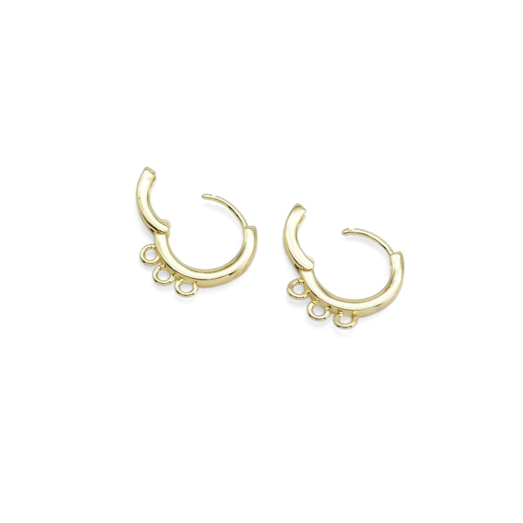Gold Round Hoop with three loops Earrings, Sku#LX410