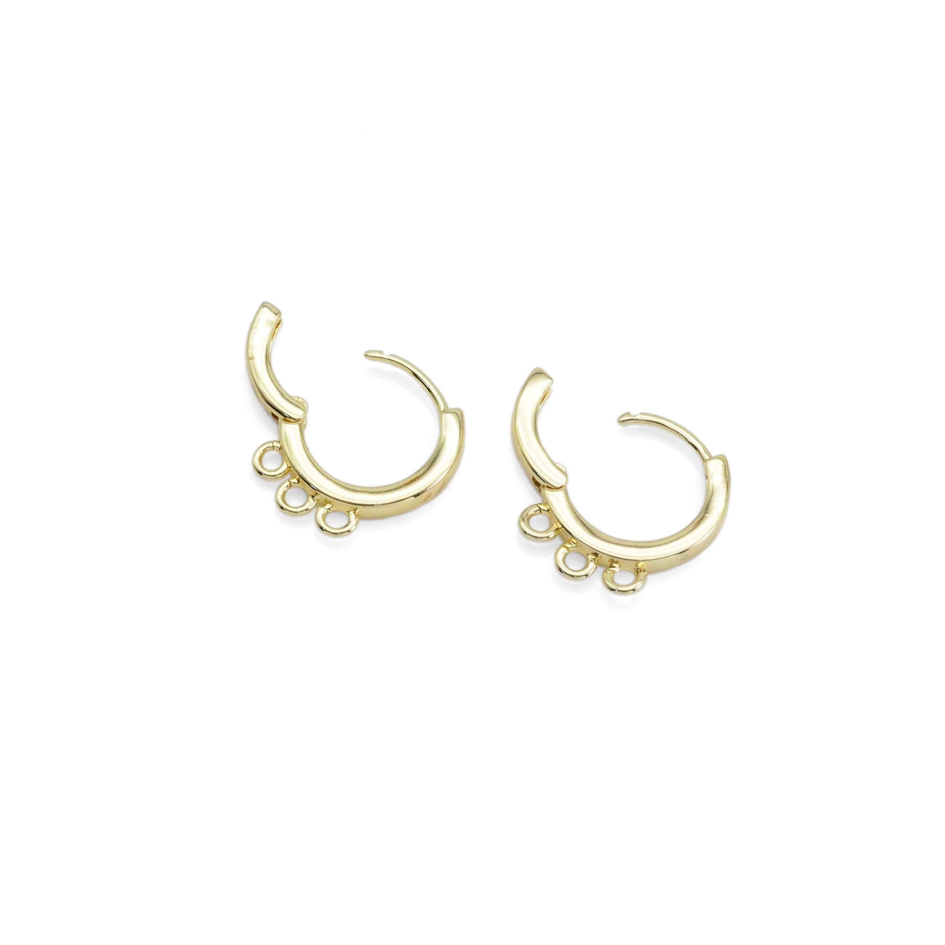 Gold Round Hoop with three loops Earrings, Sku#LX410