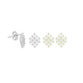 Baguette CZ Silver Rhombus Diamond Shape Earrings, Sku#A387