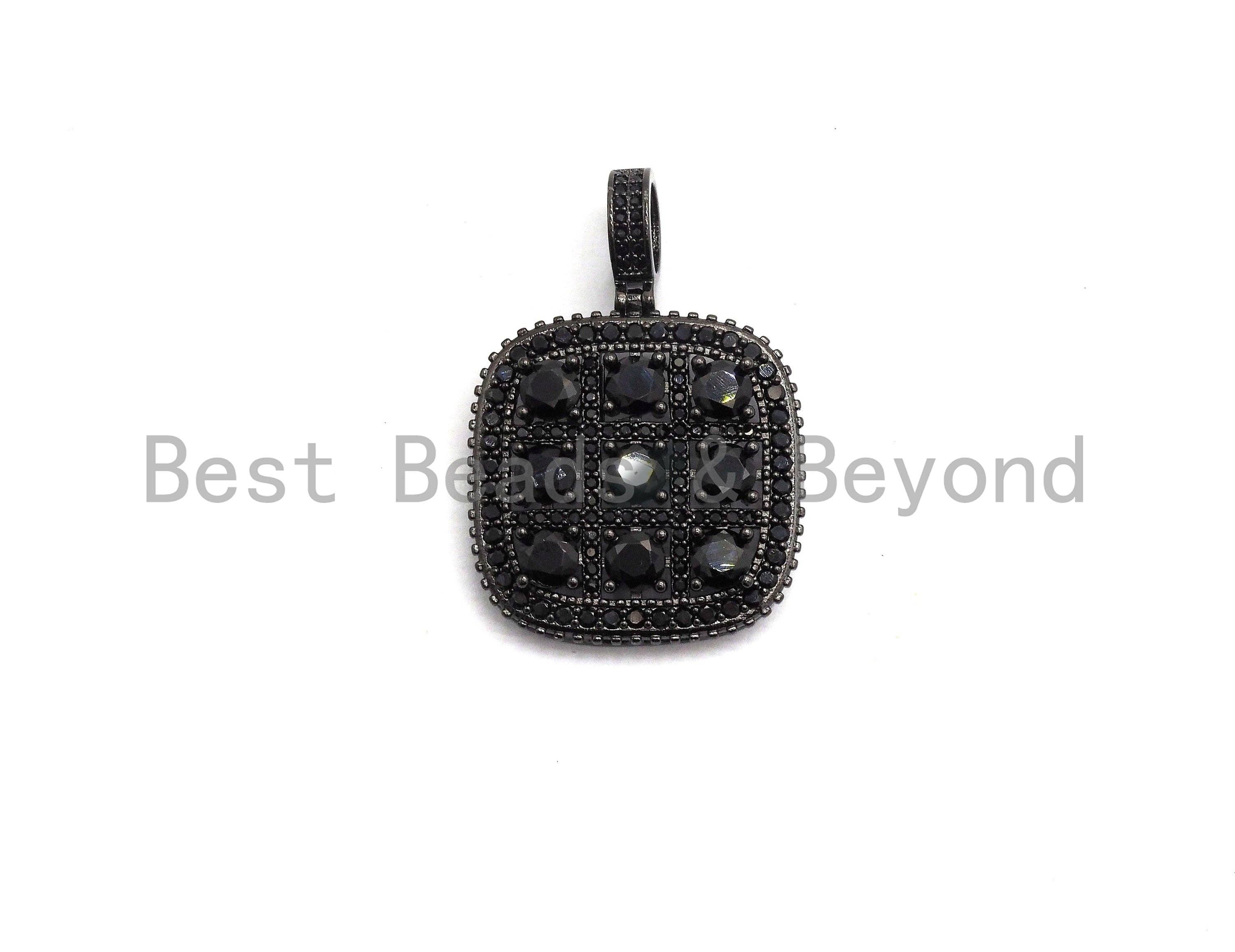 CZ Micro Pave Shiny Square Pendant/Charm, Cubic Zirconia Paved Charm, Filigree Necklace Bracelet Charm Pendant,28x28mm,sku#F636
