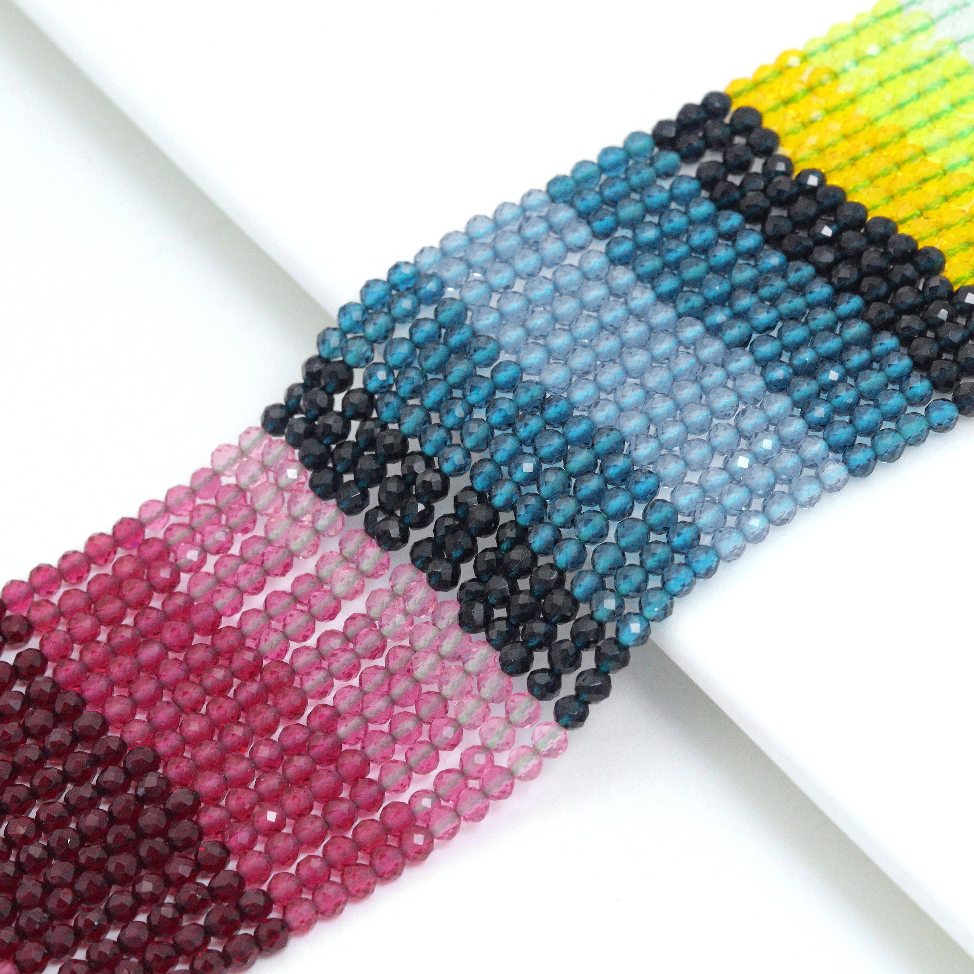 3mm Multicolor Glass Round Faceted Beads,Sku#U2241