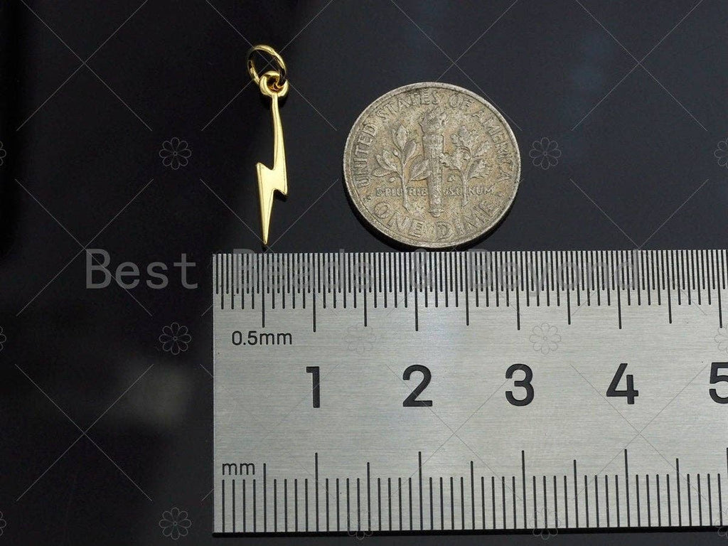 Gold/Sliver/Rose Gold/Gunmetal Lightning Charms, Dainty Lightning Charms, Lightning Charm, Necklace Charms, 3x18mm, Sku#Z1179