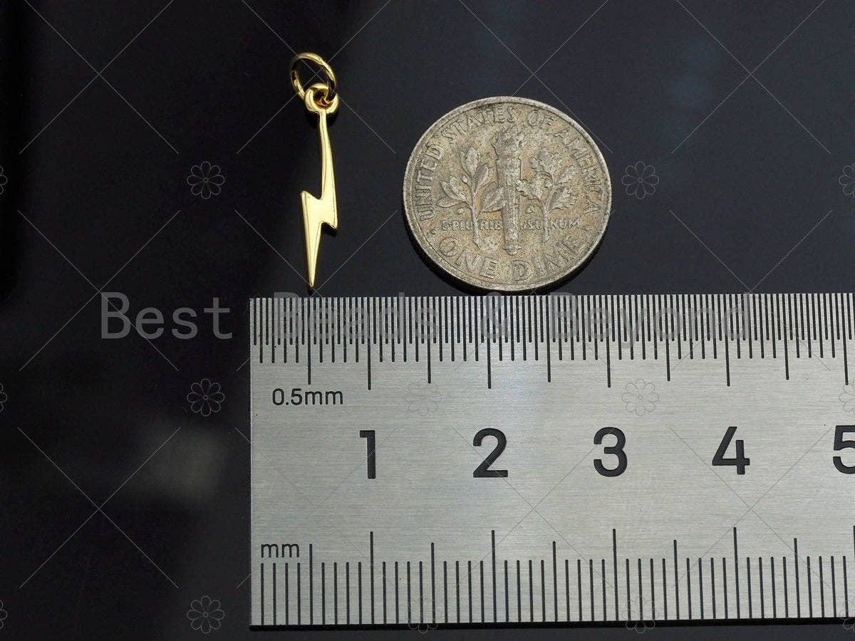 Gold/Sliver/Rose Gold/Gunmetal Lightning Charms, Dainty Lightning Charms, Lightning Charm, Necklace Charms, 3x18mm, Sku#Z1179