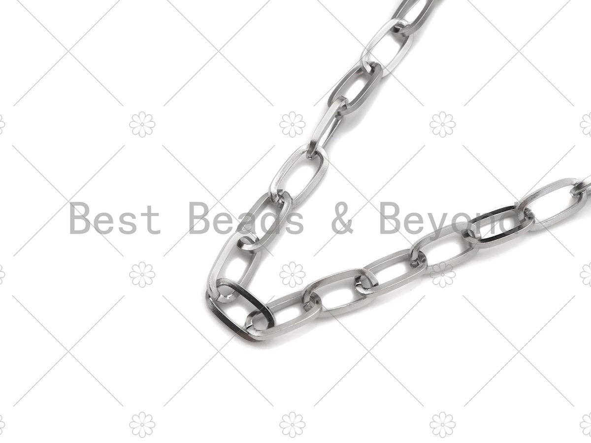 Chaîne maille ovale en acier inoxydable inaltérable, couleur argent antique, chaînes de bijoux non finies, chaîne en gros, 6x12mm, sku#A104