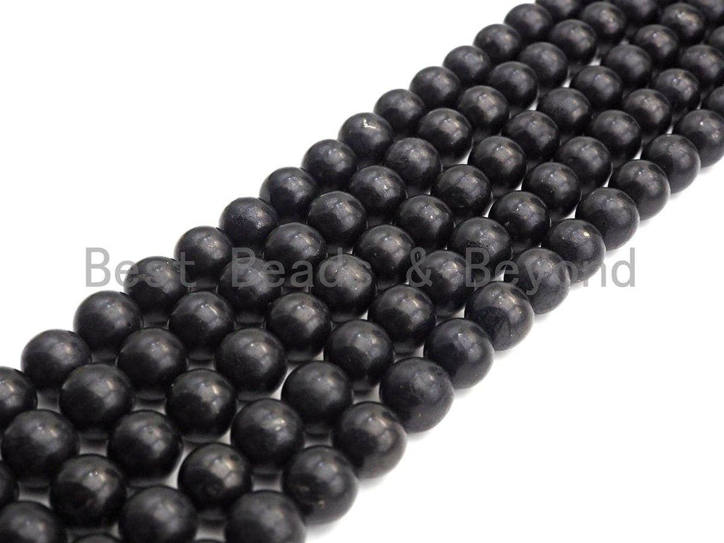 High Quality Natural Shungite Smooth Round Beads, High Energy, 4mm/6mm/8mm/10mm/12mm Shungite Beads, 15.5" Strand, sku#U943